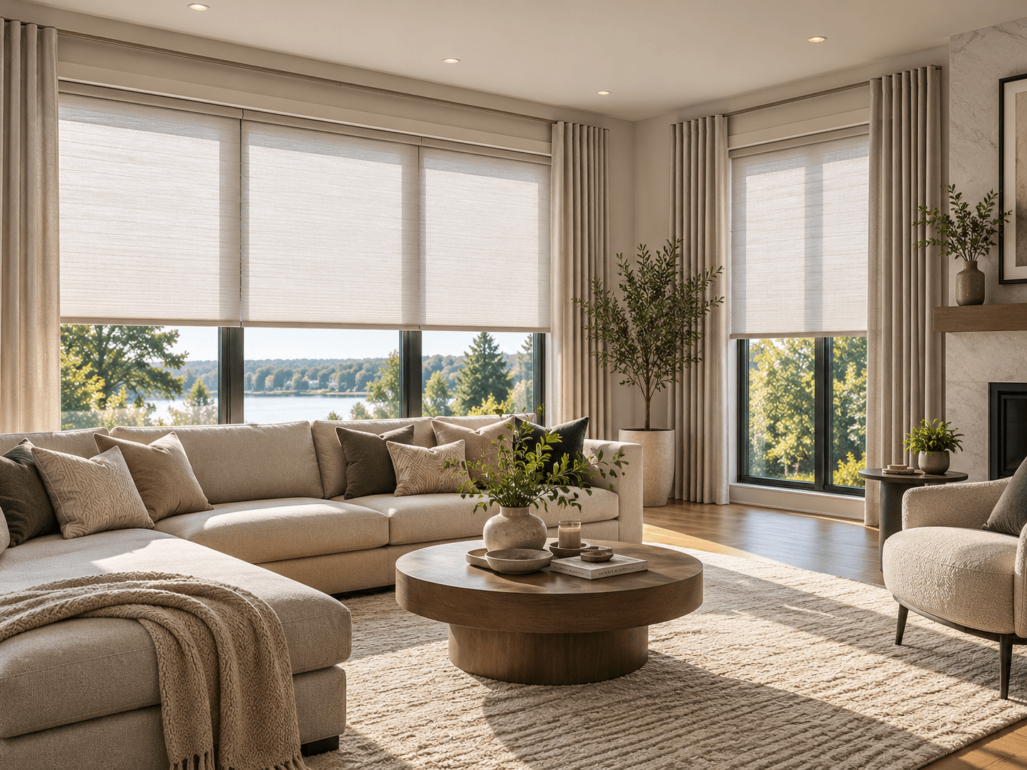Custom window coverings in a residential home